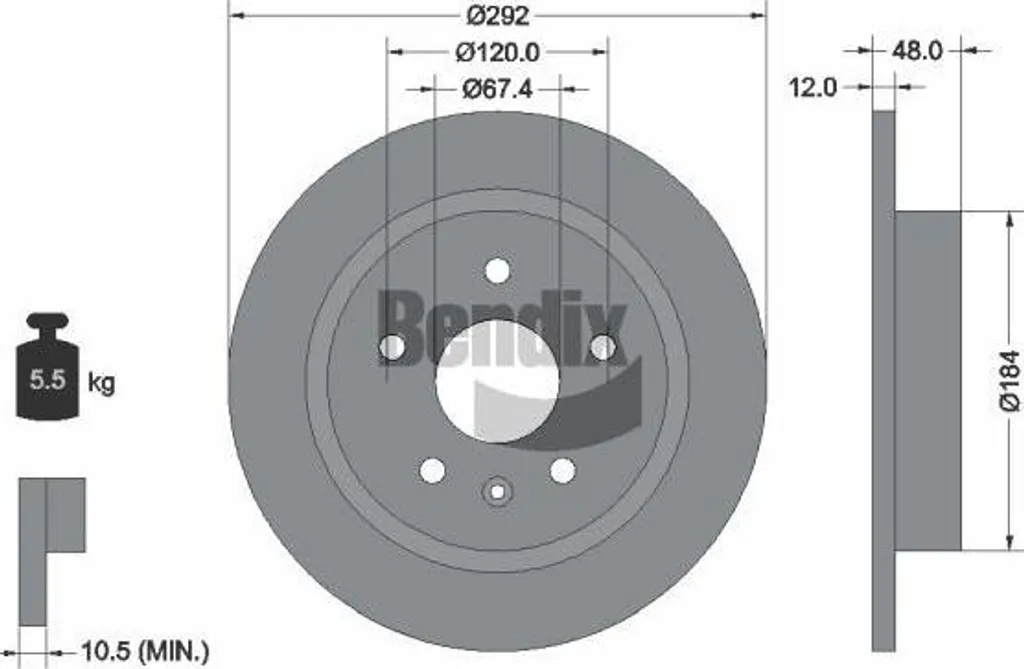 Disque de frein BENDIX BDS1257 OE 13501289 pour Malibu et Insignia