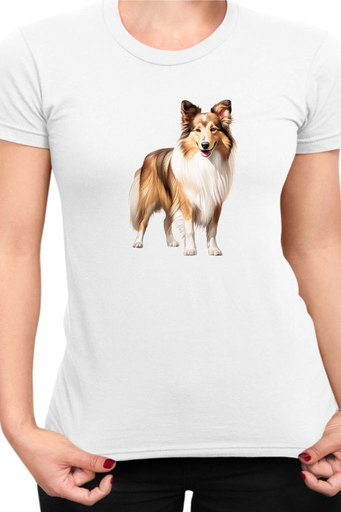 Damen T-Shirt Dogs Breeds Australian Shepherd Dog Breed 006, Lady S / Weiß