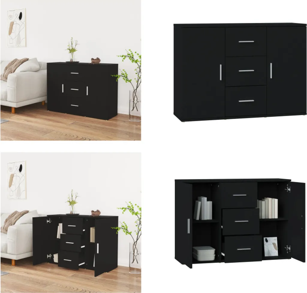 vidaXL Credenza nera 91x29,5x65 cm Materiale a base di legno - Credenza - Credenza - Armadio - Armadio portaoggetti