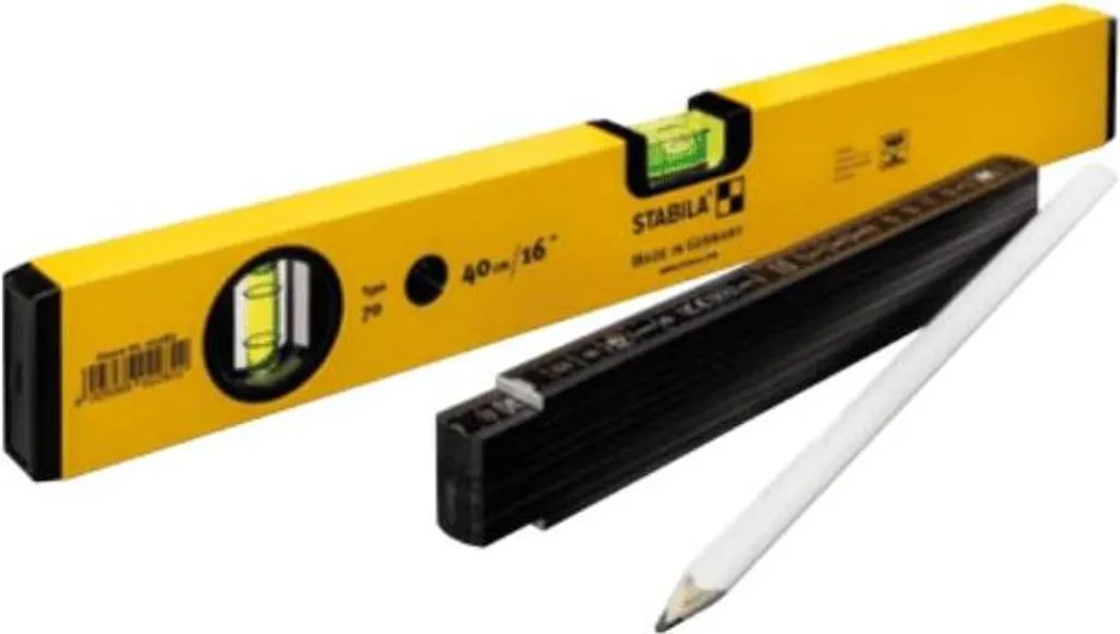 Set de mesure STABILA Type 70 avec niveau 40cm, mètre et crayon bois