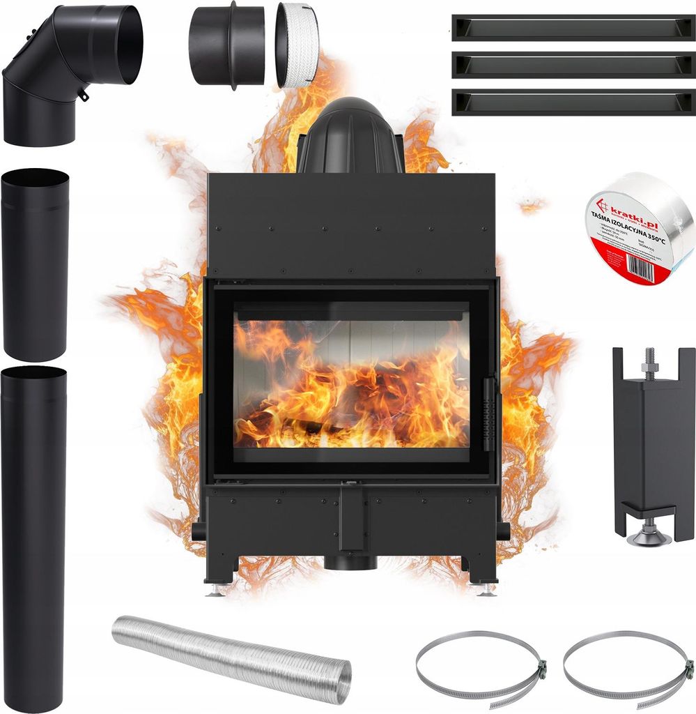 Luftkamineinsatz KRATKI FLOKI S 8kW Ø160 Rekuperation Stahl Produktbild 