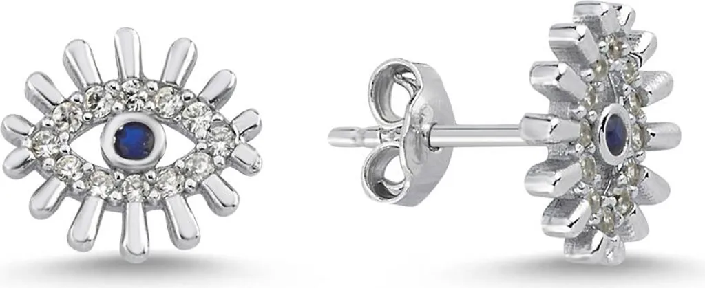 Boucles d'oreilles œil maléfique en argent pour un look discret et moderne