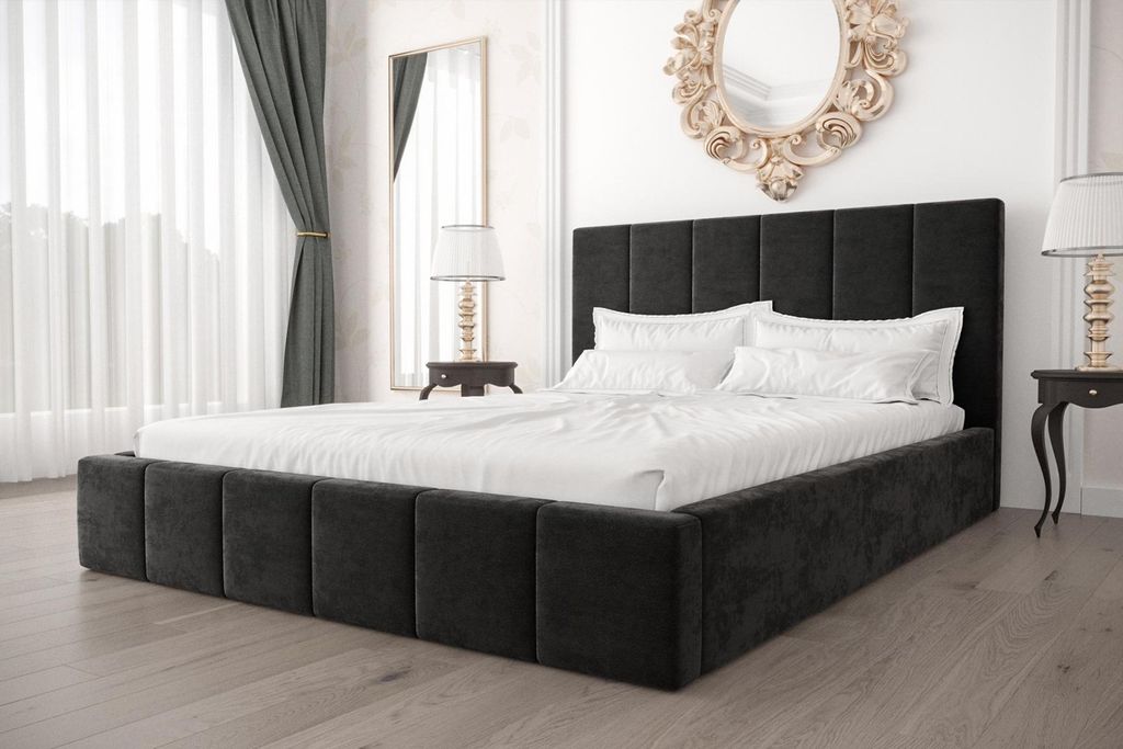 Doppelbett Luxus Samt Textil Bett Doppel Schlafzimmer Produktbild 