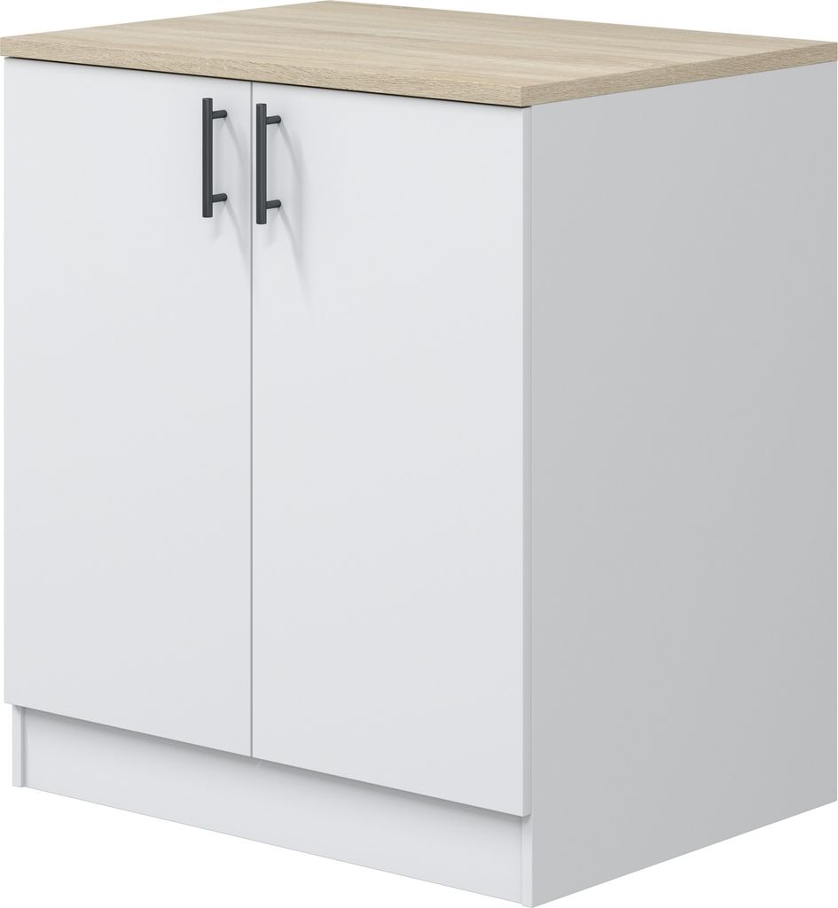 Spülenunterschrank >KIRA< in Weiß glänzend/Mattweiß - Produktbild 