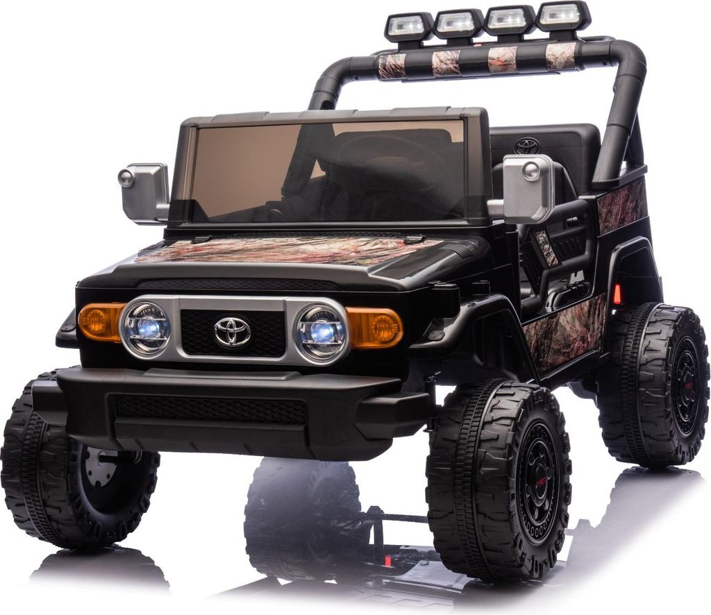 Elektrisches Kinderauto Toyota FJ Cruiser XXL mit 4x4 Antrieb, lizenziert (Zweisitzer), Sandschwarz, Tragbare Lithiumbatterie, Hohes Fahrgestell, Z...