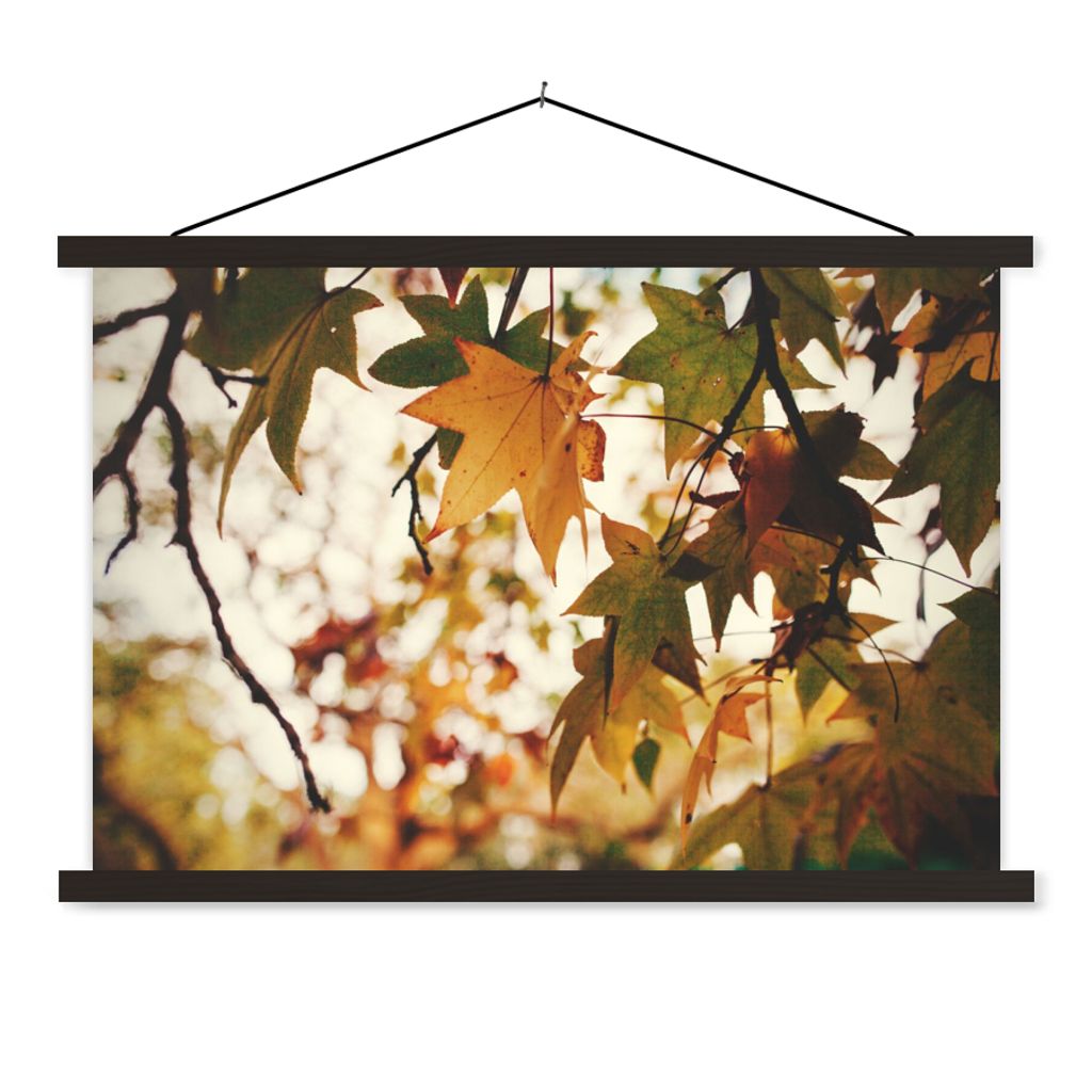 MuchoWow Textilposter Natur - Herbstblätter - Rustikal 150x100 cm mit schwarzem Rahmen - Schlafzimmer