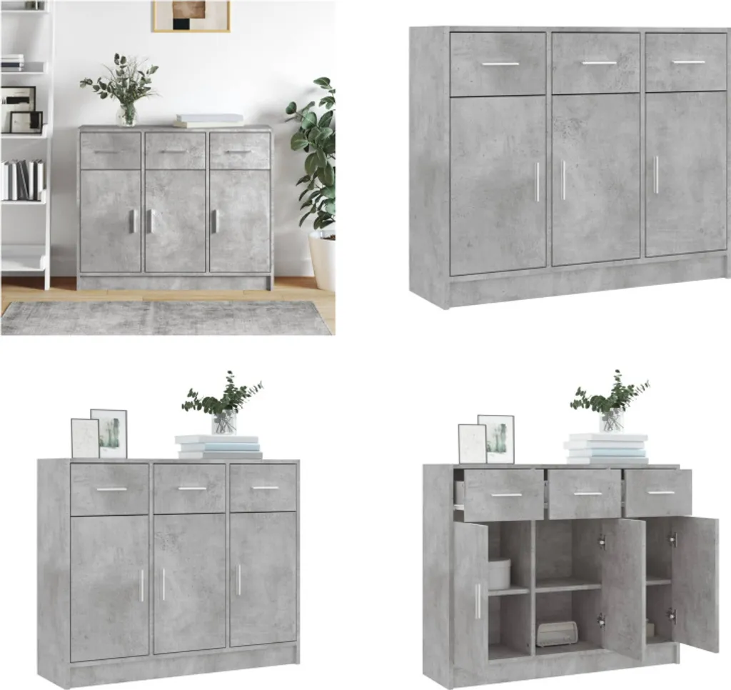 Mobile Credenza vidaXL 91x28x75 cm Grigio Cemento - Legno Multistrato