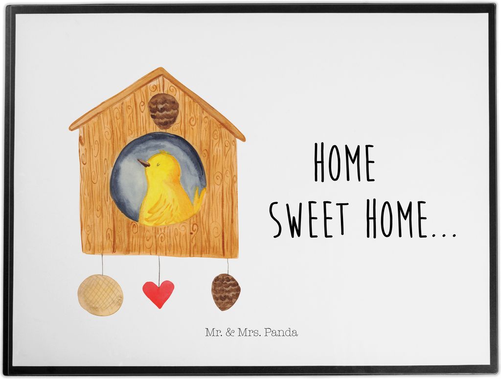 Mr. & Mrs. Panda Schreibunterlage Vogelhaus Home - Weiß - Geschenk, Unterlage Schreibtisch, Einzugsgeschenk, Hausbau, malunterlage, Lustige Sprüc...