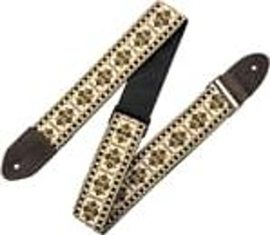 Bandoulière Guitare Rétro Jacquard Hootenanny 5cm Marron et Blanc
