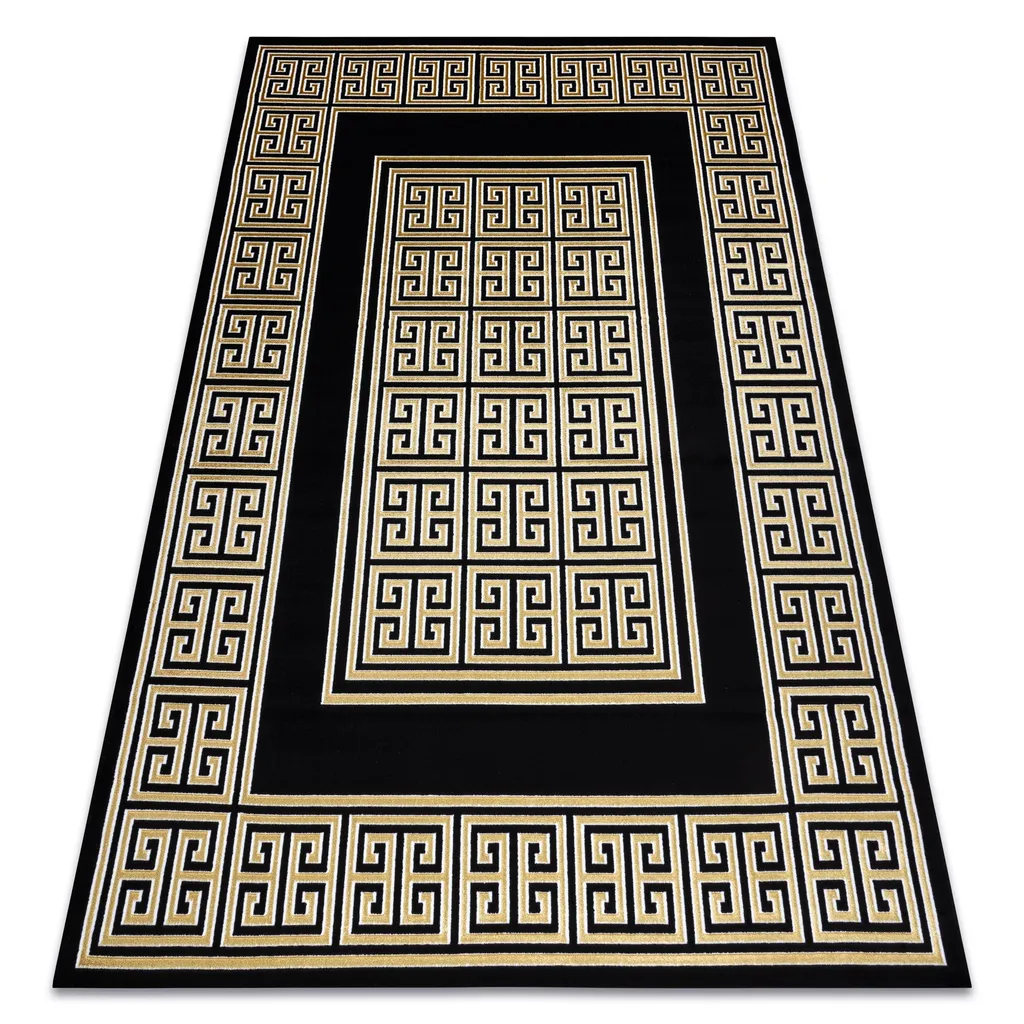 Tapis de salon moderne noir et doré GLOSS 120x170 style art déco chic