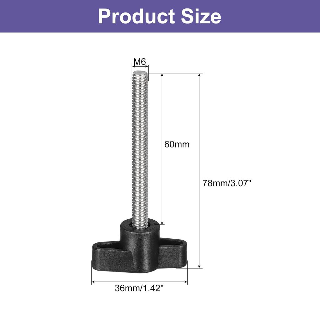2-teiliger Klemmschraubenknopf, M6 x 60 mm, T-f?rmiger R?ndelschraubengriff aus Edelstahl 304 zum schnellen Entfernen des handfesten Knopfes