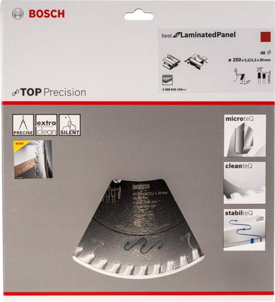 Kreissägeblatt Top Precision Best for Laminated Panel Abrasive 250x30x3,2 mm, 48