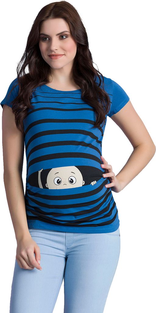 M.M.C. Umstandsshirt Guck Guck mit Motiv, L, Dunkelblau