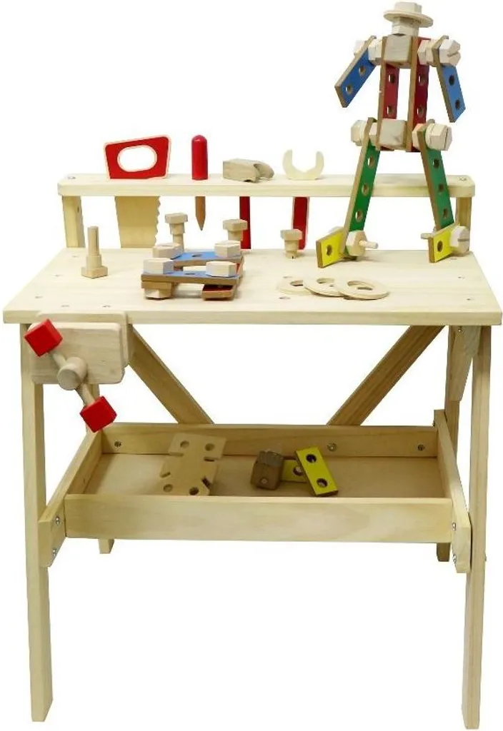 Atelier de mécanique du bois avec outils et blocs de construction 45 pcs