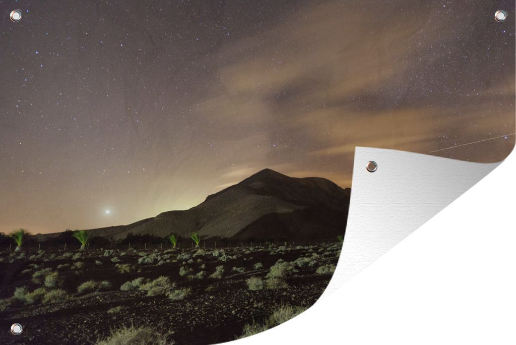MuchoWow 120x80 cm Outdoor-Poster Gartendeko Sichtschutz Garten Poster für den Garten Vulkanische Landschaft bei Nacht auf Lanzarote