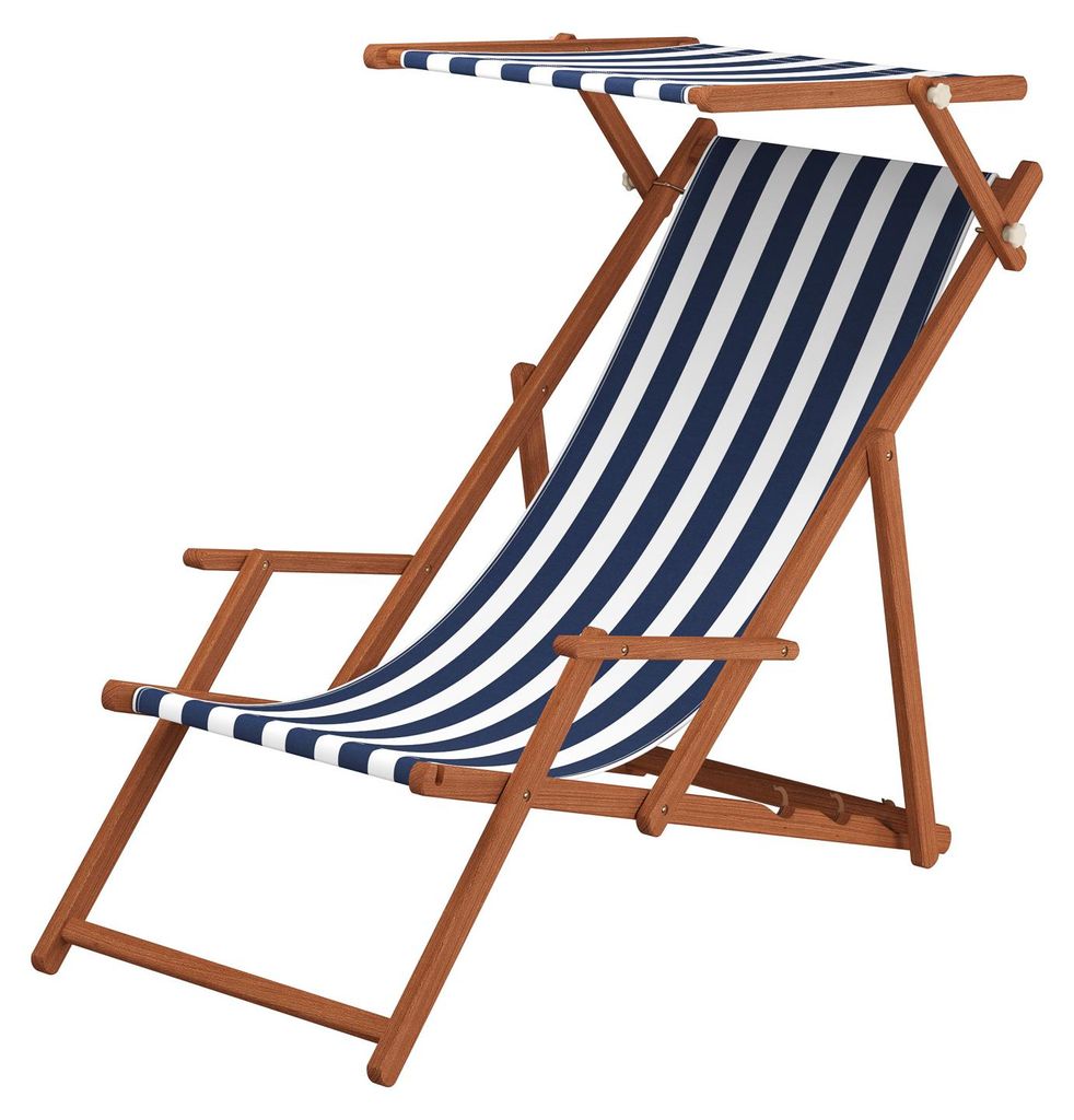 Gartenliege blau-weiß Liegestuhl Tisch Kissen Sonnenliege Produktbild 