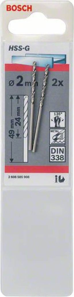 Punta per metallo HSS-G, DIN 338, 2 x 24 x 49 mm, Immagine del prodotto 