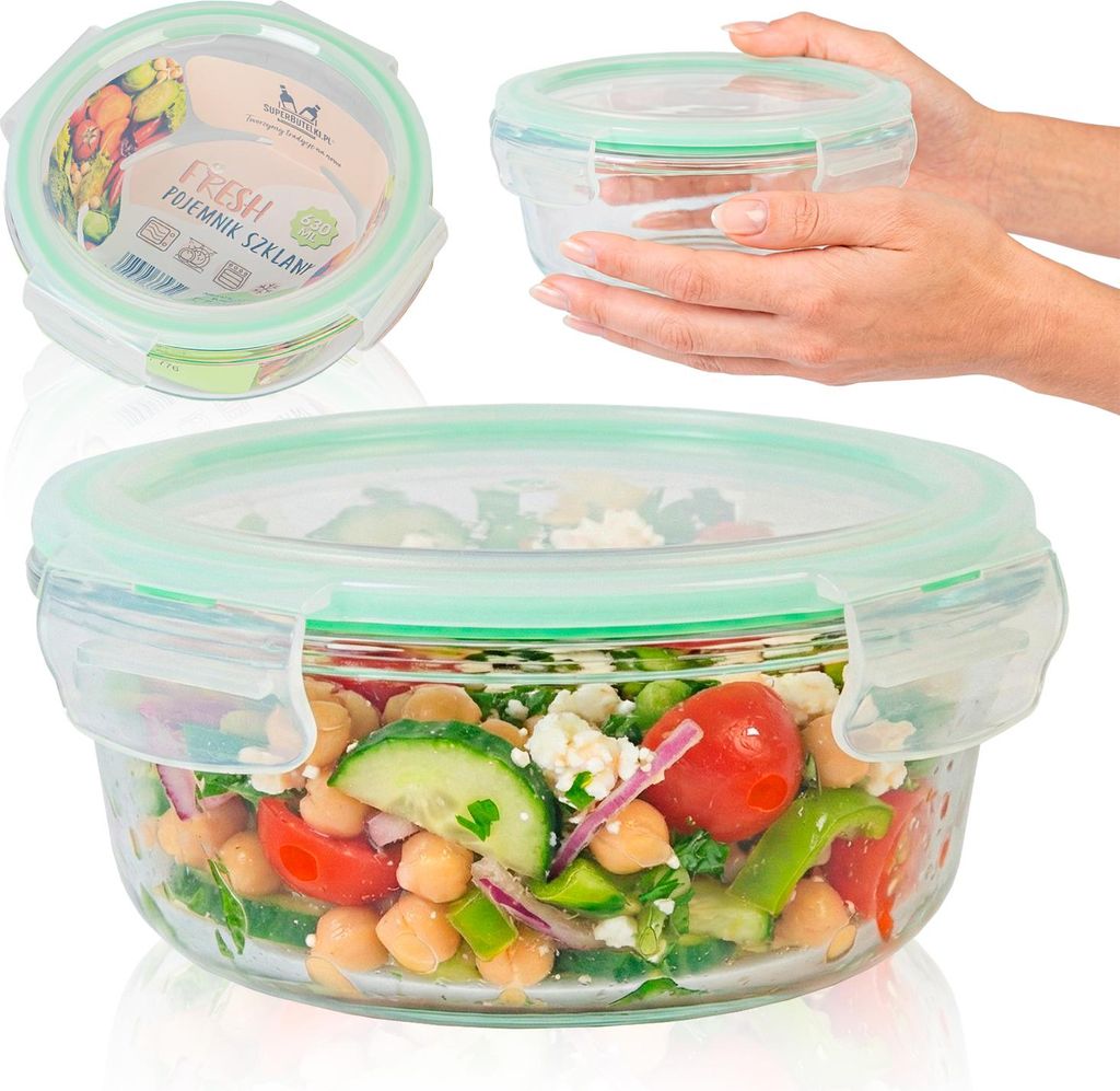 SUPERBUTELKI - Hermetyczny pojemnik szklany okrągły 630 ml Zdjęcie produktu 