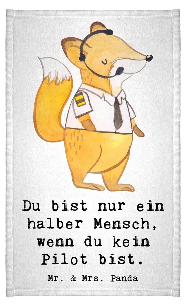 Mr. & Mrs. Panda Handtuch Pilot Herz - Weiß - Geschenk, Mini-Handtuch, Baumwollhandtuch, Flugzeug, Lustig, Gästetuch, Gäste-WC, Frotteetuch, Spruch