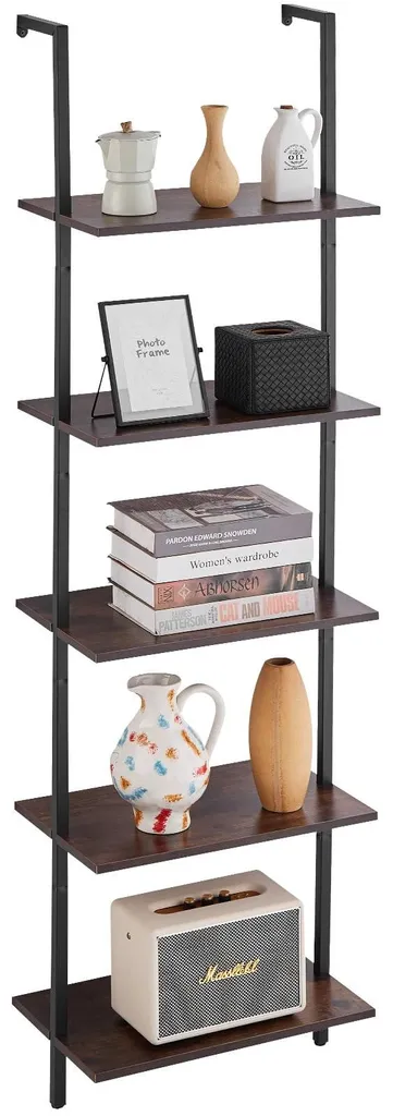 Étagère murale gain de place noire 5 niveaux pour petits objets déco