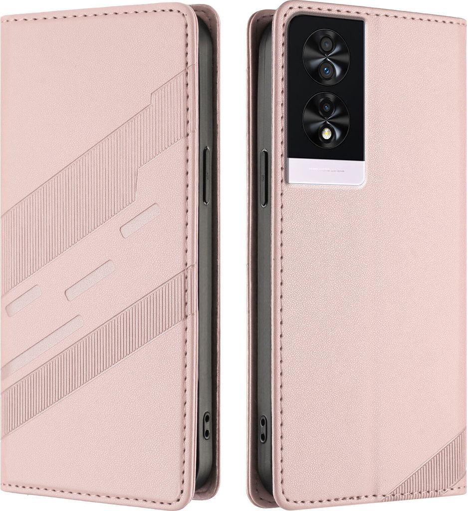 Hülle für TCL 40 NXTpaper 4G, Kunstleder Brieftaschen Handyhülle mit Kartenfach und Standfunktion Pink