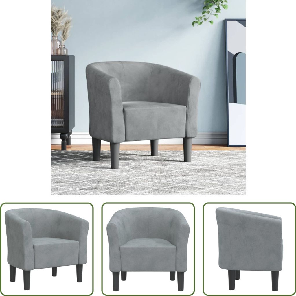 The Living Store Clubsessel Dunkelgrau Samt Produktbild 