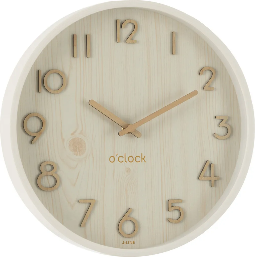 Horloge murale J-Line blanche idéale pour cuisine et bureau moderne
