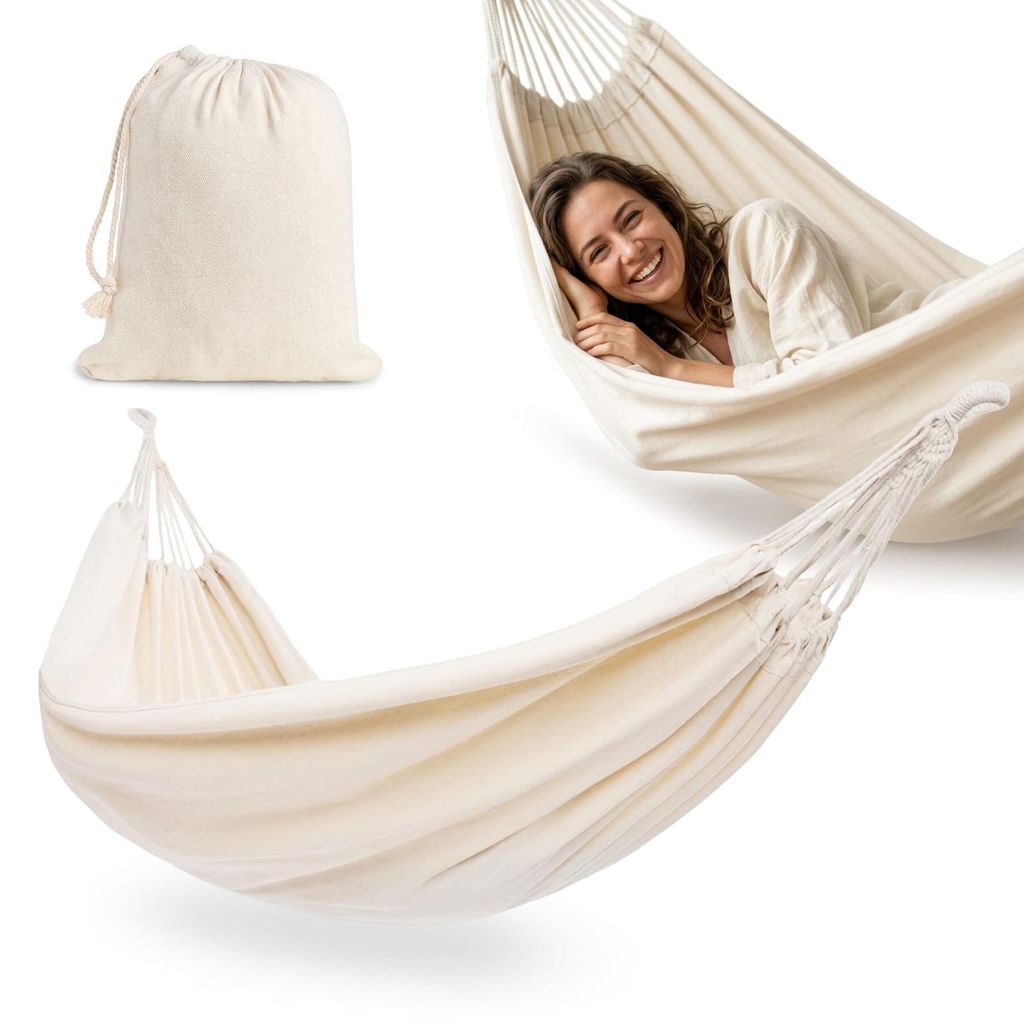 Gartenhängematte Boho-Stil, beige, 200 x 150 cm, mit Produktbild 