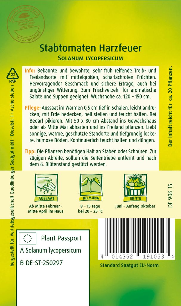 Quedlinburger Saatgut - Stabtomaten Harzfeuer - Samen - Produktbild 7