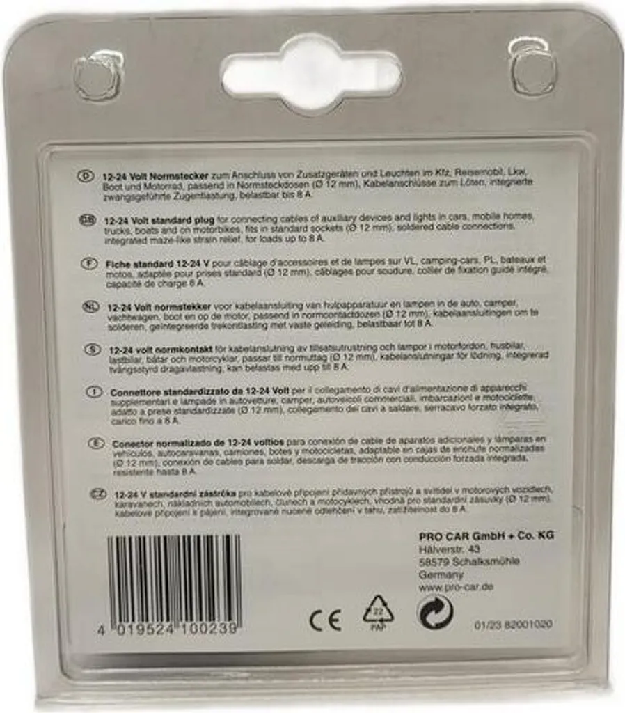 Connecteur 8A avec décharge de traction forcée Pro Car 65014 robuste