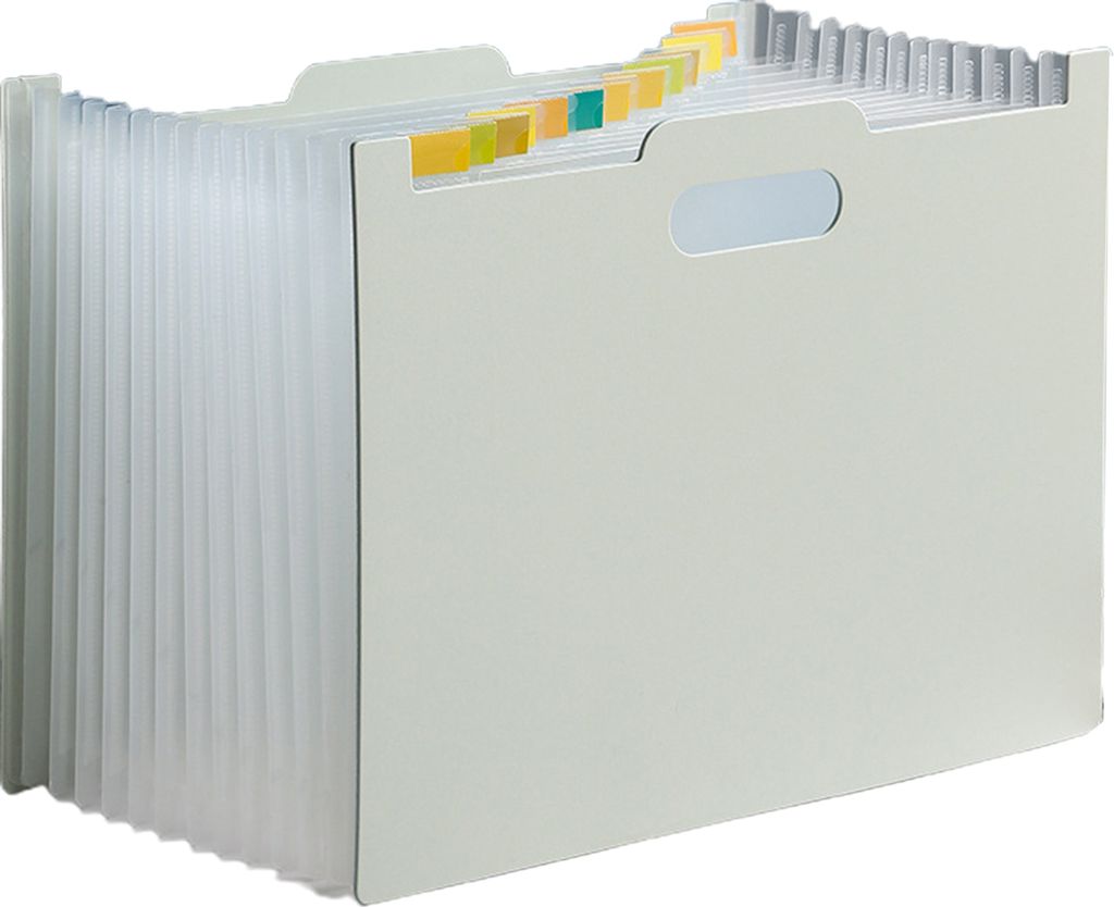 Dateiordner Multi-Pages 13 Taschen Horizontal/vertikal erweiterbarer Prüfungspapier Dokument Akkordeon-Datei Organizer für die Schule-Ein Grau-Weiß