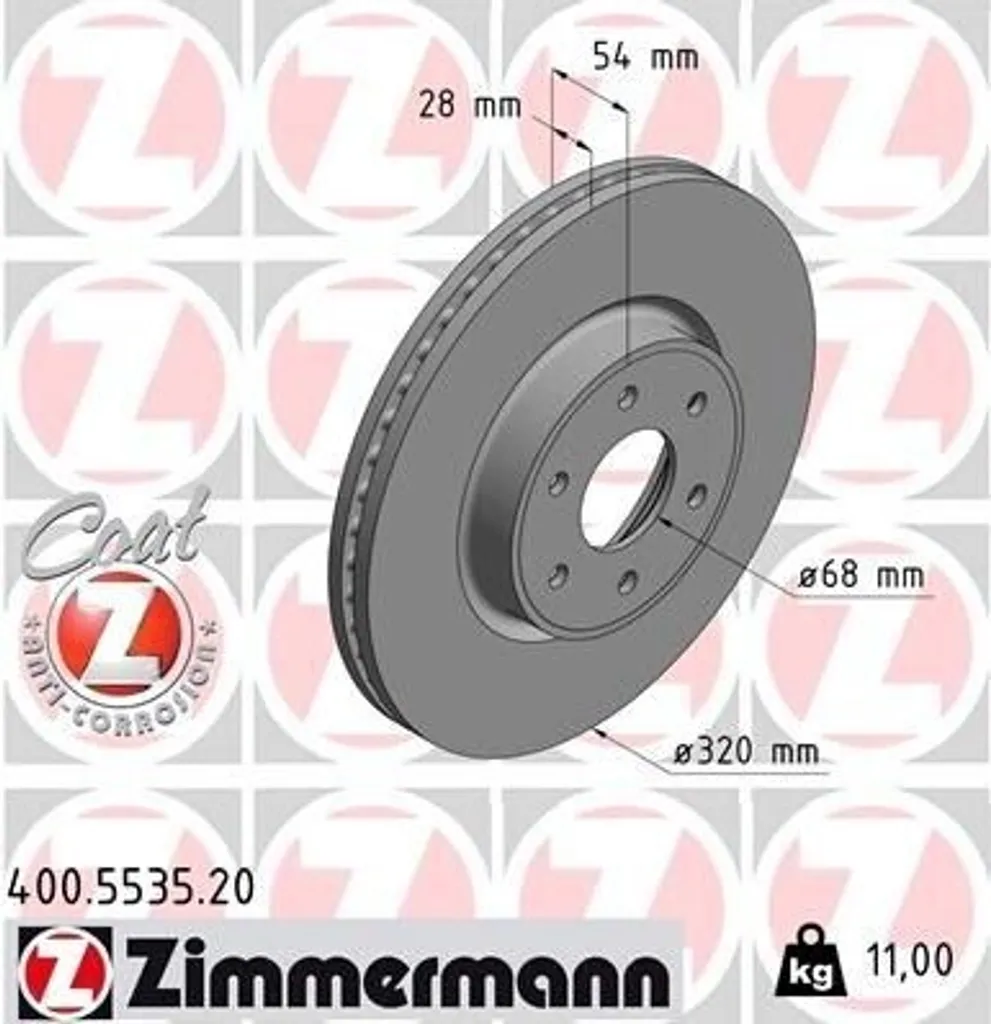 Disque de frein anti-corrosion Zimmermann 400.5535.20 série Coat Z