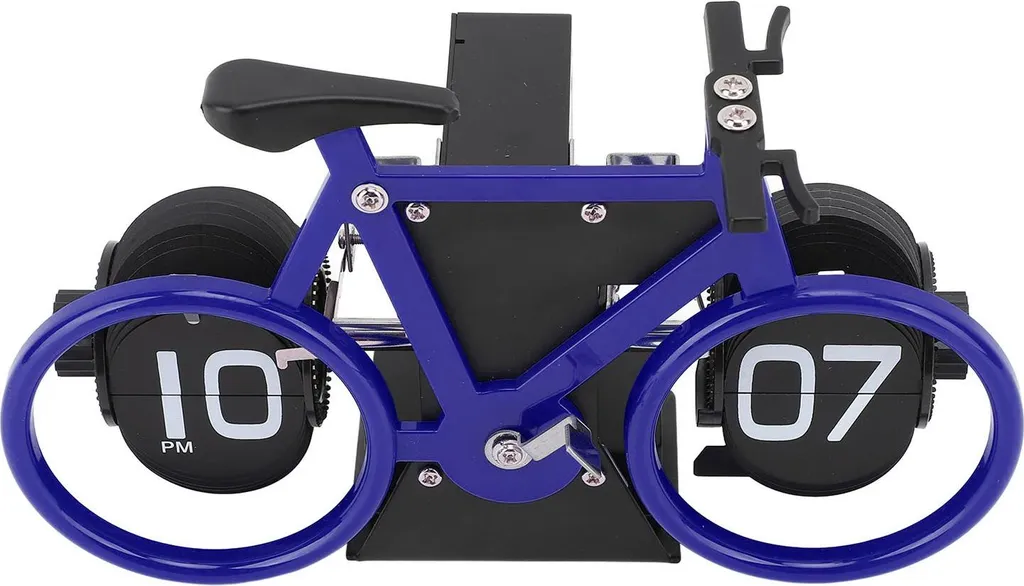 Horloge Flip Vélo : Finissez-en avec les Bureaux Tristes, Style Rétro Bleu