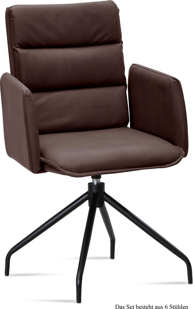 Armlehnstuhl drehbar (6er-Set) Donica 52x92x60 Schwarz/Braun