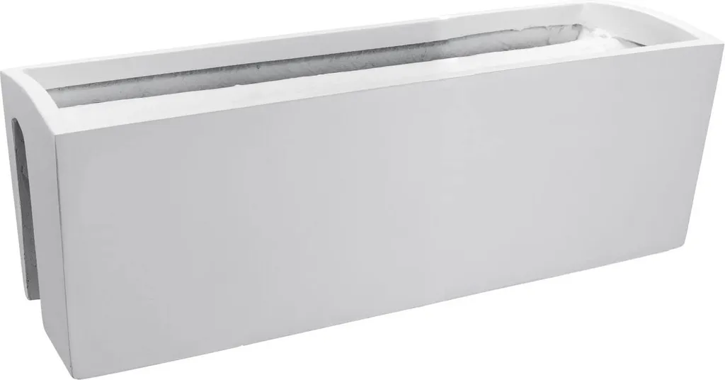 Bac à Fleurs de Balcon Rectangulaire en Fibre de Verre Blanc 60 cm