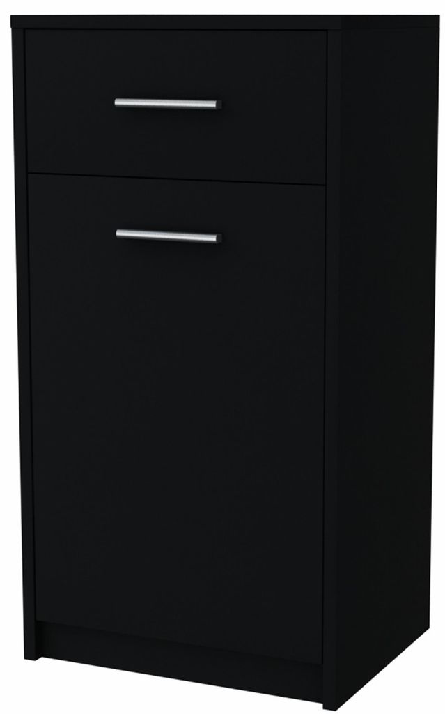 MATKAM Regal 1D1S B40 x H75 x T35 cm, 1 x Schublade und 1 x Fach mit Tür, ideal für Büro, Diele ́, Wohnzimmer, Jugend- oder Kinderzimmer (Schwarz)