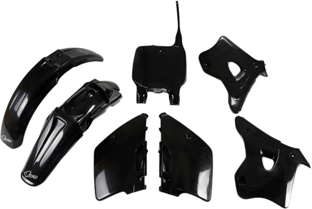 Plastiques complets Kawasaki KX 125 250 noir : kit 7 pièces UFO Plast