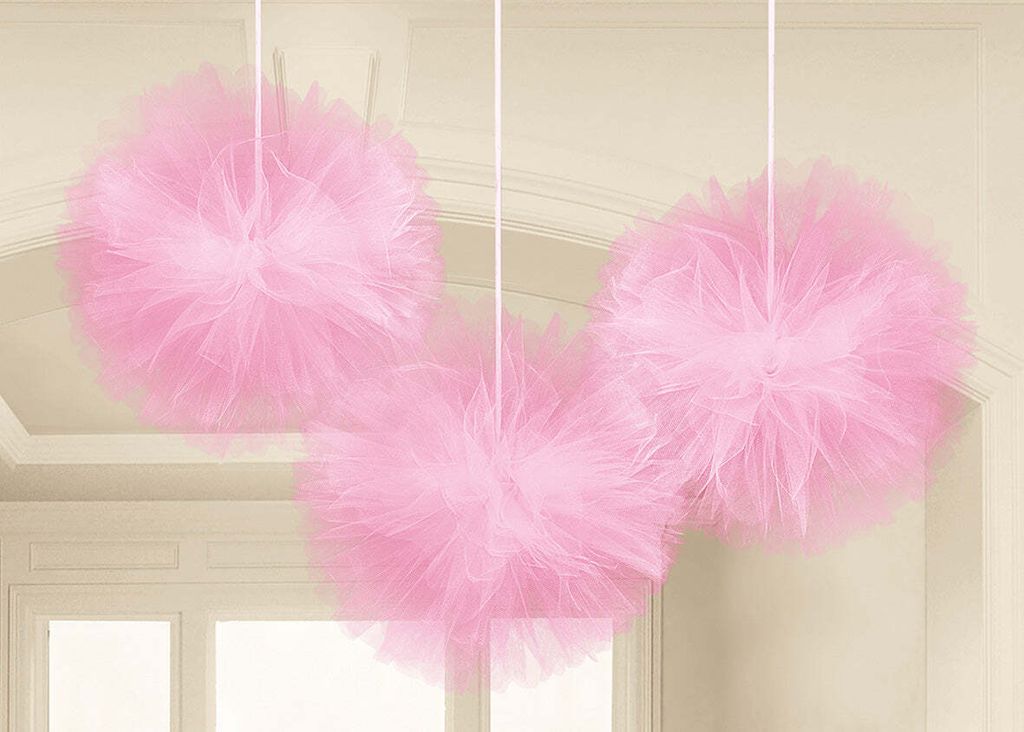 Amscan (3) Pink Fluffy Tulle Decorations