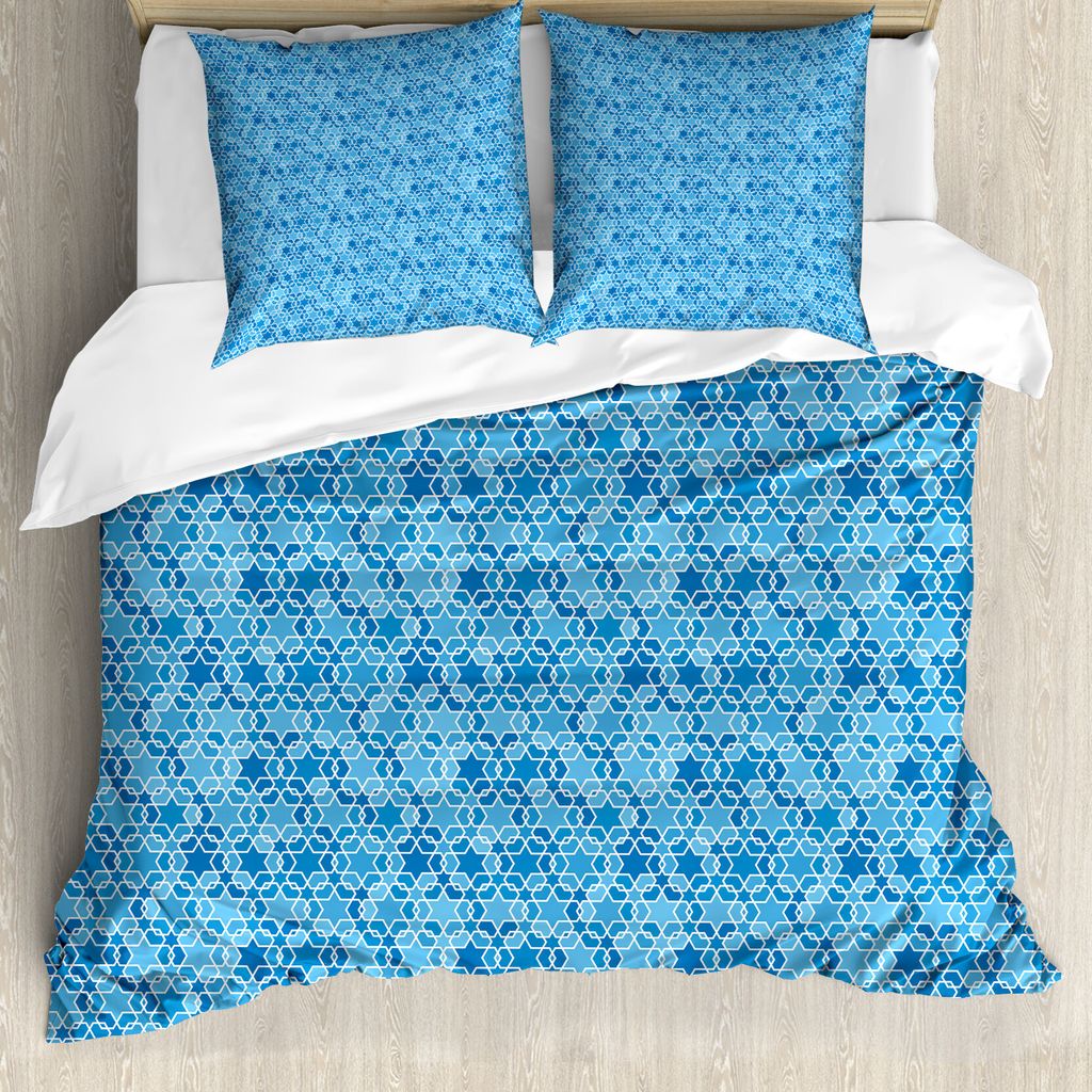 ABAKUHAUS orientalisch Bettbezug Set für Einzelbetten, Blaue Töne Eastern Star, Milbensicher Allergiker geeignet mit Kissenbezug, 155 cm x 220 cm...