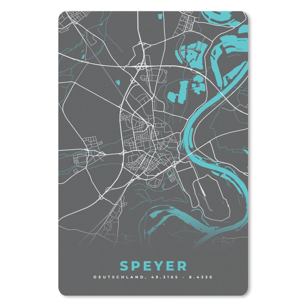 MuchoWow Mauspad Mousepad Karte - Speyer - Blau - Stadtplan - Deutschland 40x60 cm - Mousepads - Maus Mat - Pad - Mausunterlage - Schreibtisch Ac...