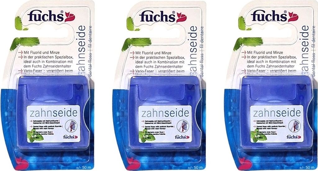 3x Fuchs Zahnseide gewachst mit Minze 3x 50 m
