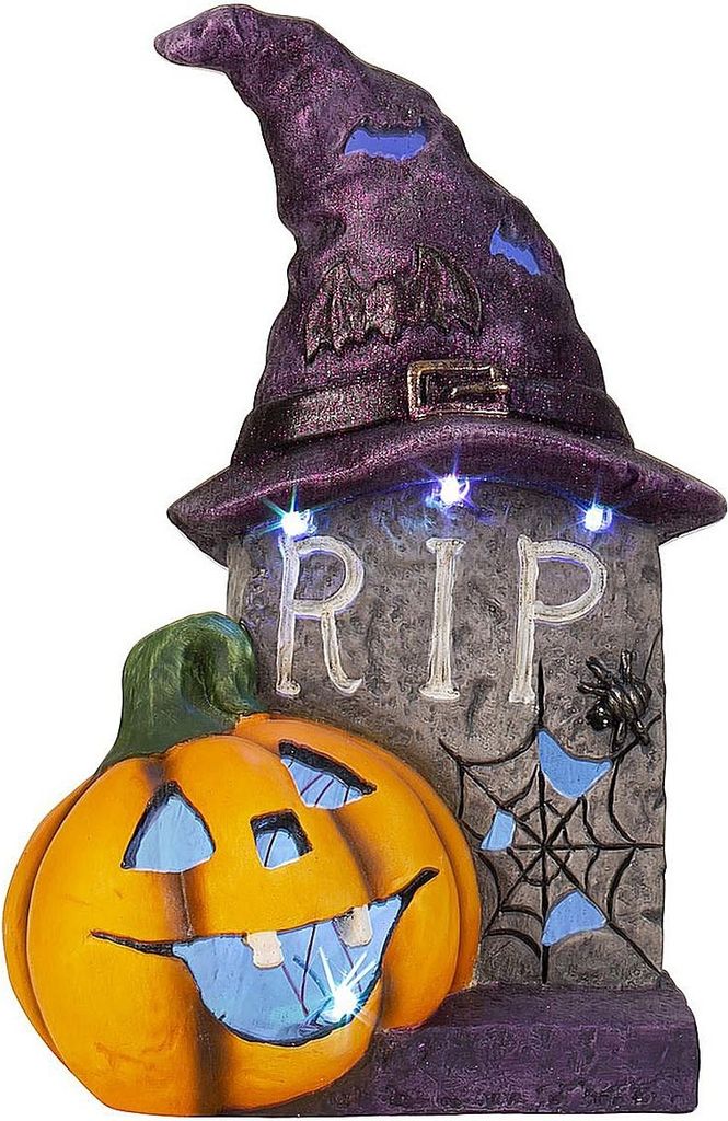 Mel-O-Design 1666 Halloween-Grab mit Kürbis & LED-Licht h=39,5cm