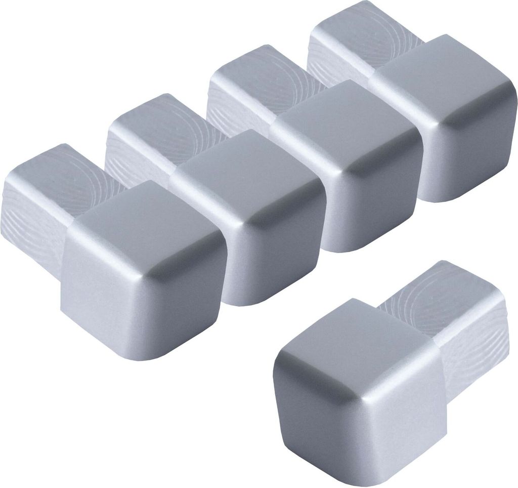Dalsys 5x Endstück für Fliesenschiene 10mm Quadratprofil Aluminium (eloxiert) Silber matt, Fliesenprofil