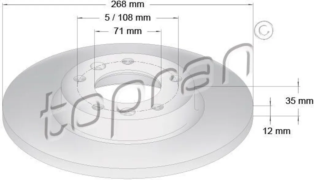 Disque de frein plein essieu arrière TOPRAN pour 508 F et 3008 M OE