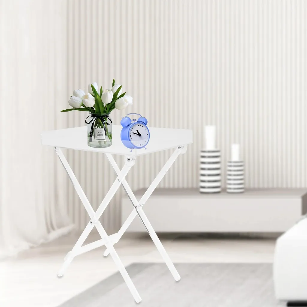 Table de lit pliable en acrylique - Bureau mobile transparent compact - 6