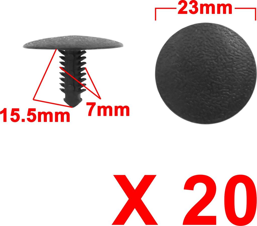 20 Stücke 6 mm Lochdurchmesser Kunststoff Auto Niet Trim Fastener Push Type Clip Schwarz
