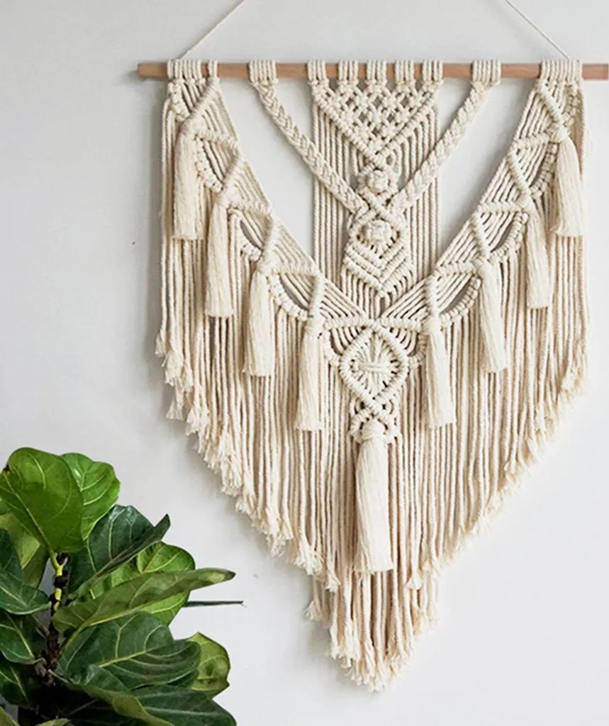 Macramè appeso alla parete arazzo decorazione murale boho chic bohemien tessuto decorazione della casa, 55cmx70cm - 1