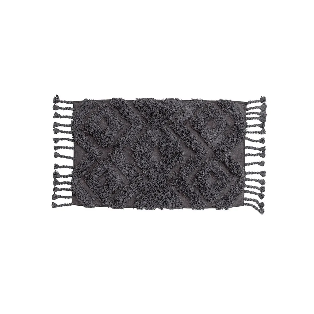 Grand tapis de bain Hilma gris foncé 80x50cm ultra absorbant et moelleux