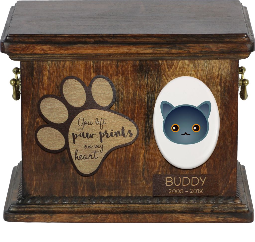 Chartreux Katzenascheurne, personalisierte Urne mit Gravur, Erinnerungsbox für Katzenasche von der Marke Art-Dog