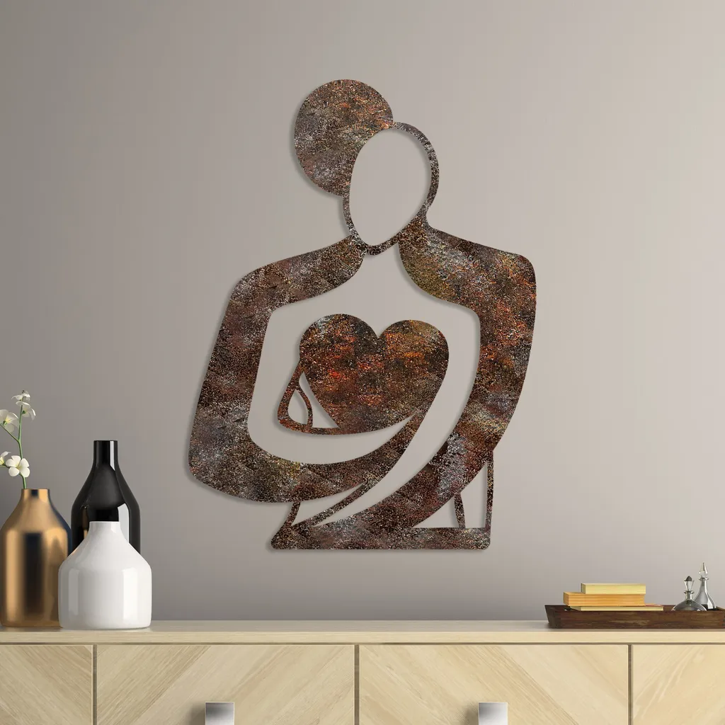 Wallity Rusty Hug: Arte da Parete in Metallo Antico 70x52 cm Vintage